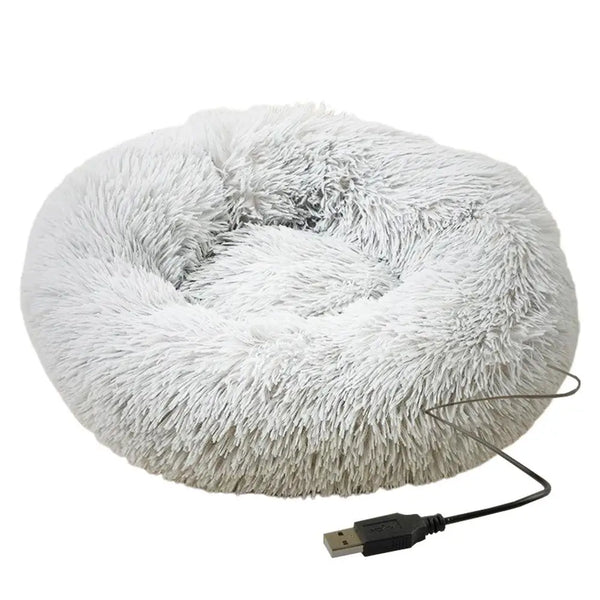 Heated Plush Donut Pet Bed